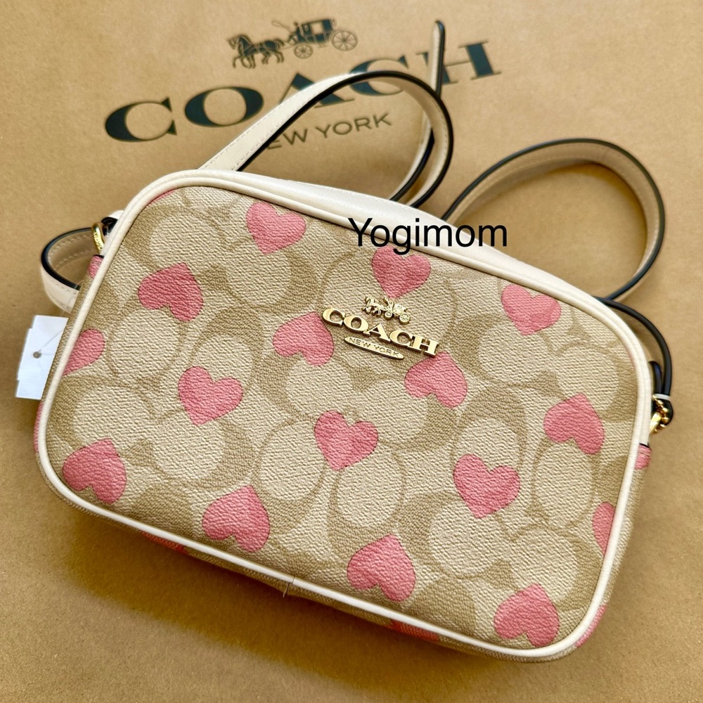 NWT Coach Mini Jamie Camera Bag In Signature Canvas With Heart Print CO940 - Picture 7 of 13